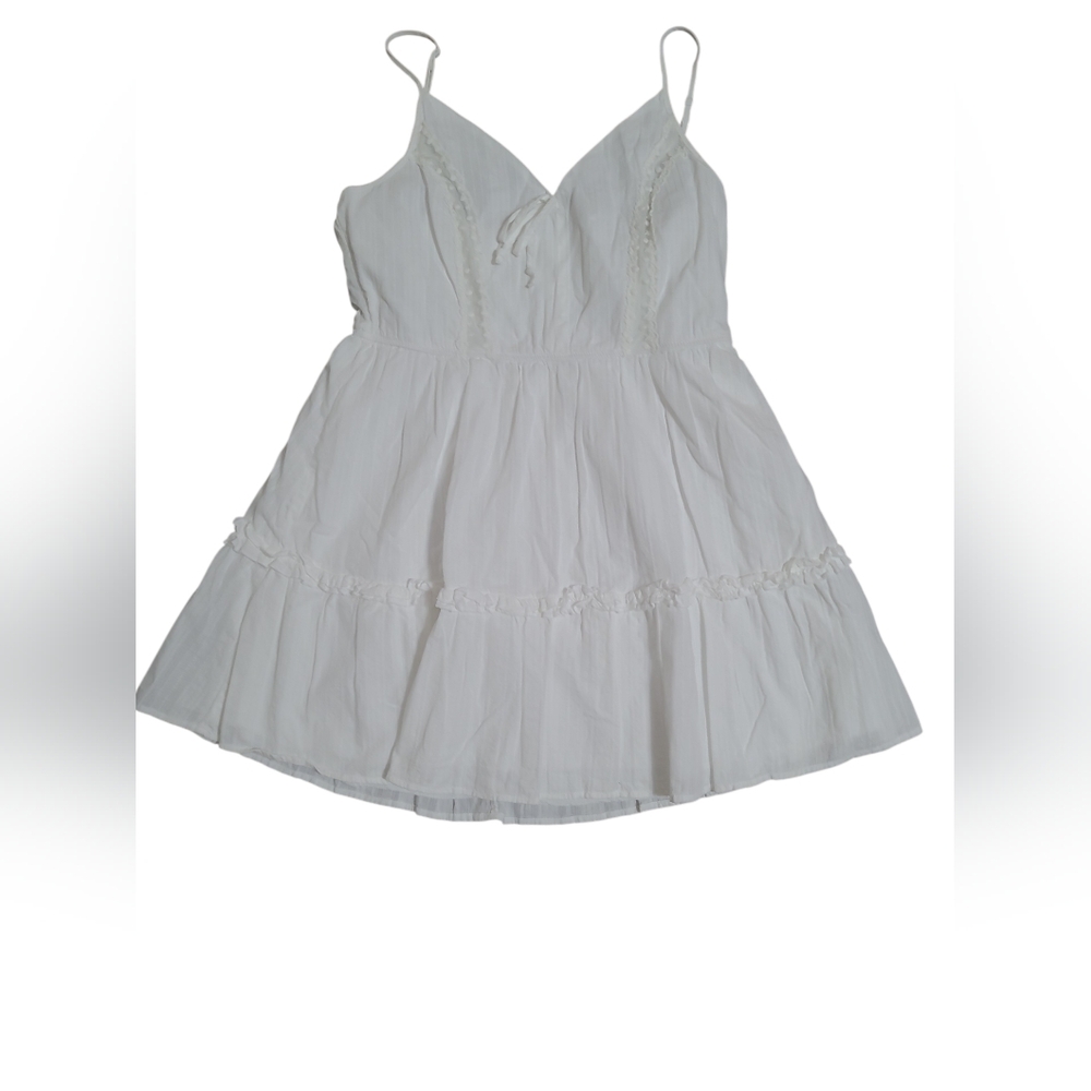 White Spaghetti Strap Tiered Mini Dress